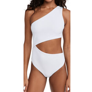 Beach Riot White One-Shoulder Cutout One Piece
